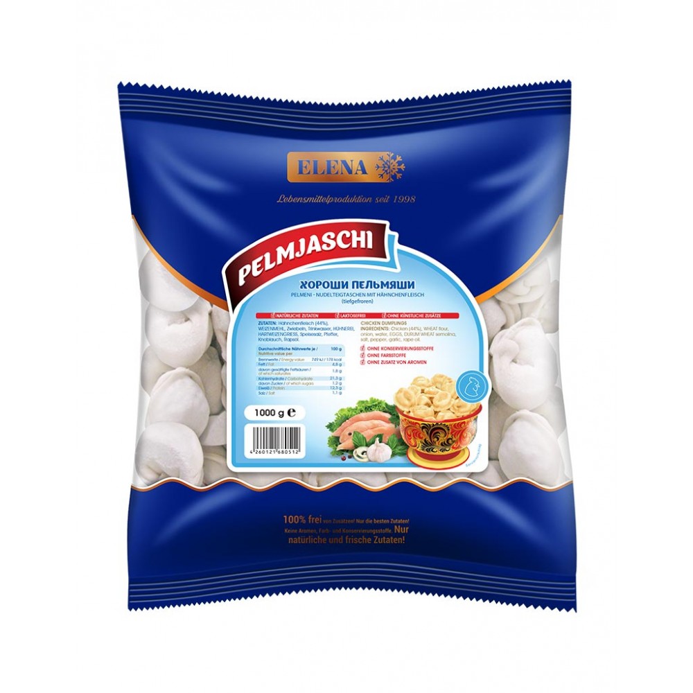 Pelmeni "Pelmyashi" met kip.