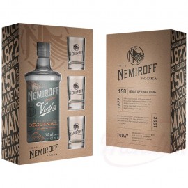 Nemiroff - Original wodka in een geschenkverpakking met 3 borrelglazen 0,7L 